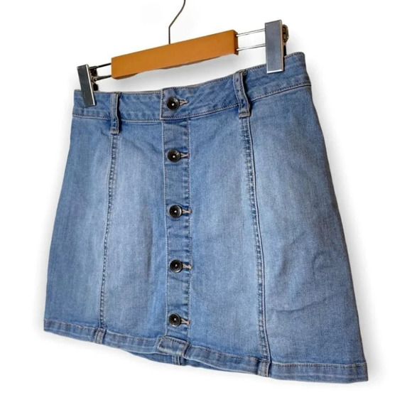 Vans Blue Denim Front Button Mini  Skirt - Picture 2 of 7